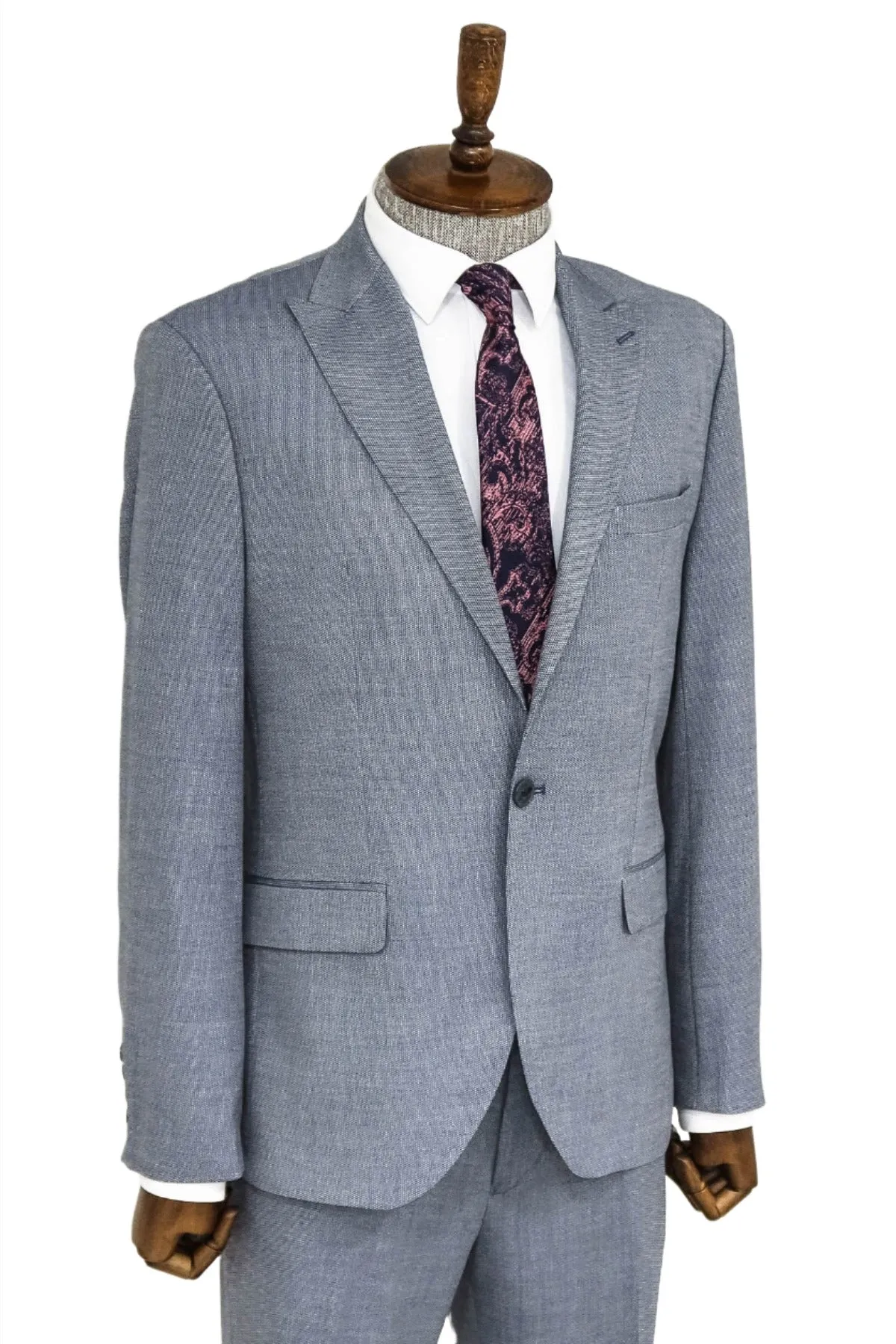 Plain 2 Piece Slim Fit Blue Men Suit - Wessi sold by Wessi product image thumbnail 5