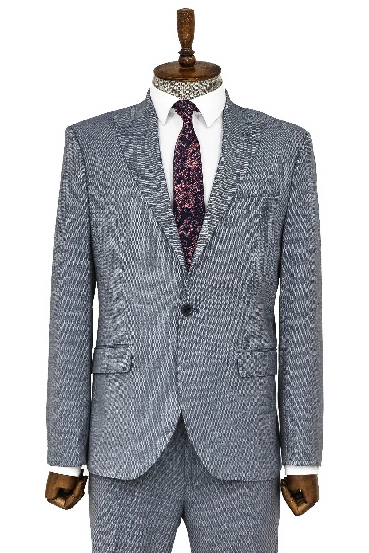 Plain 2 Piece Slim Fit Blue Men Suit - Wessi sold by Wessi