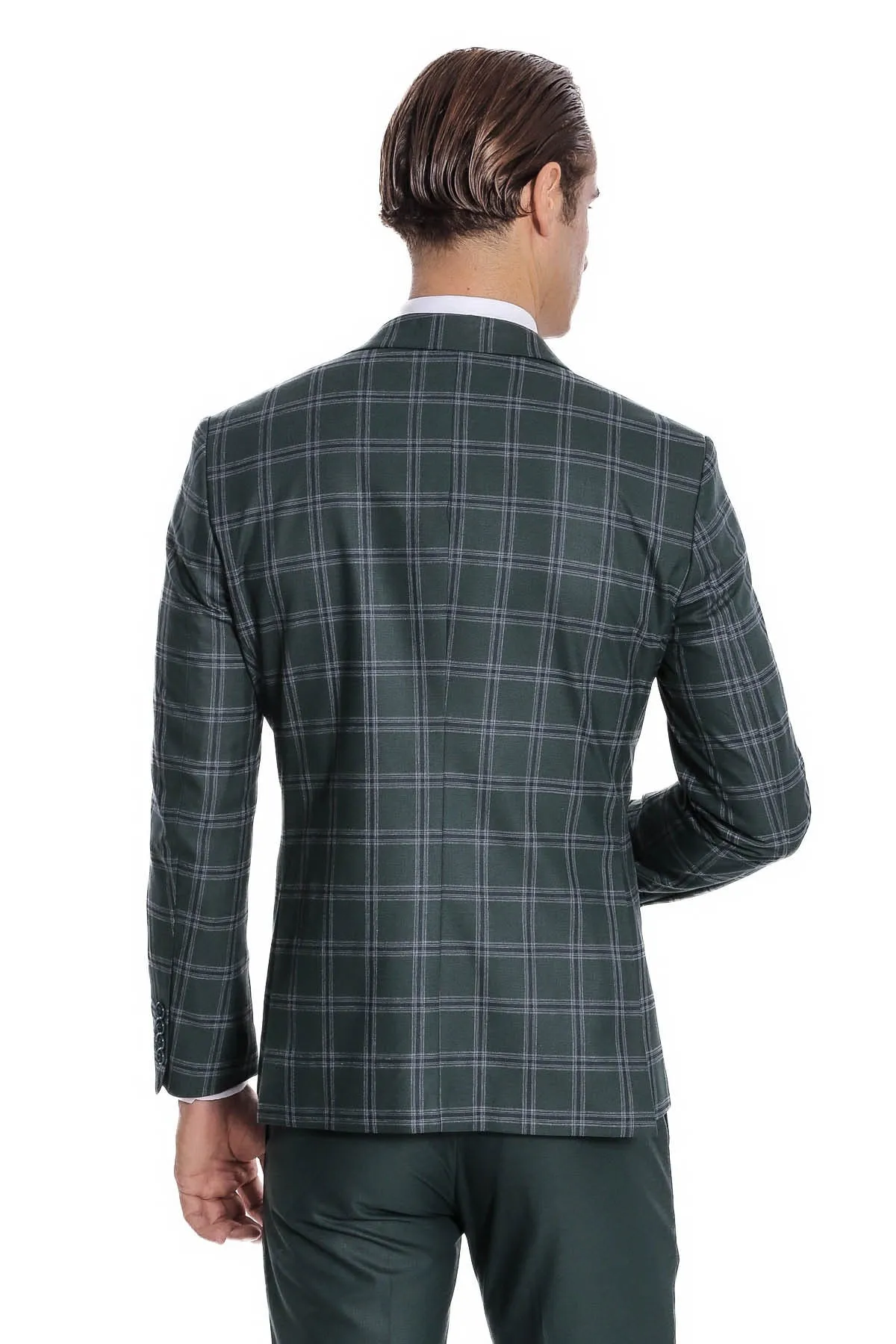 Checked Patterned Slim Fit Green Men Suit - Wessi sold by Wessi product image thumbnail 4