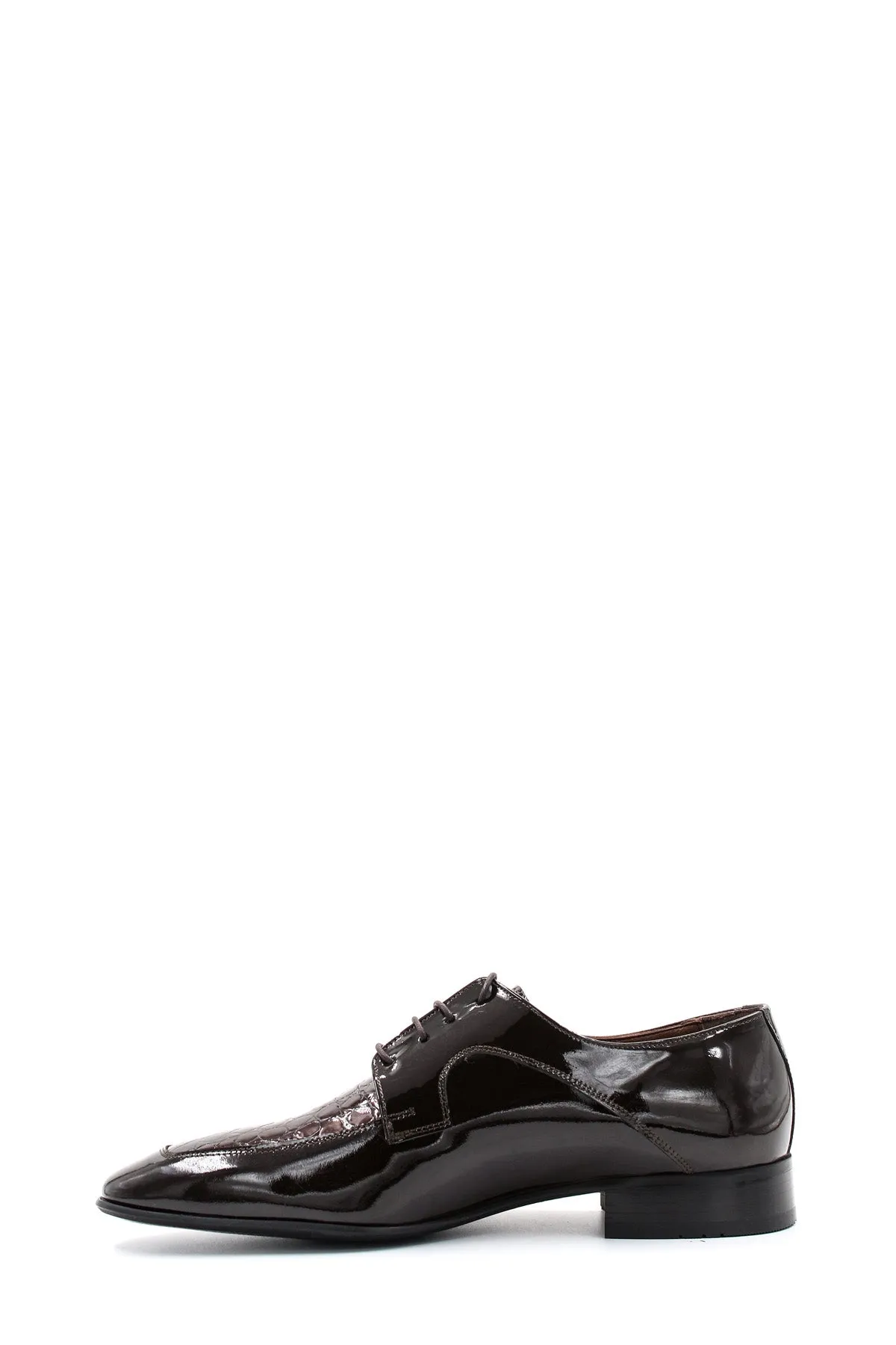 Men's Black Patent Leather Derby Shoes with Crocodile Embossed Toe - Wessi sold by Wessi product image thumbnail 3