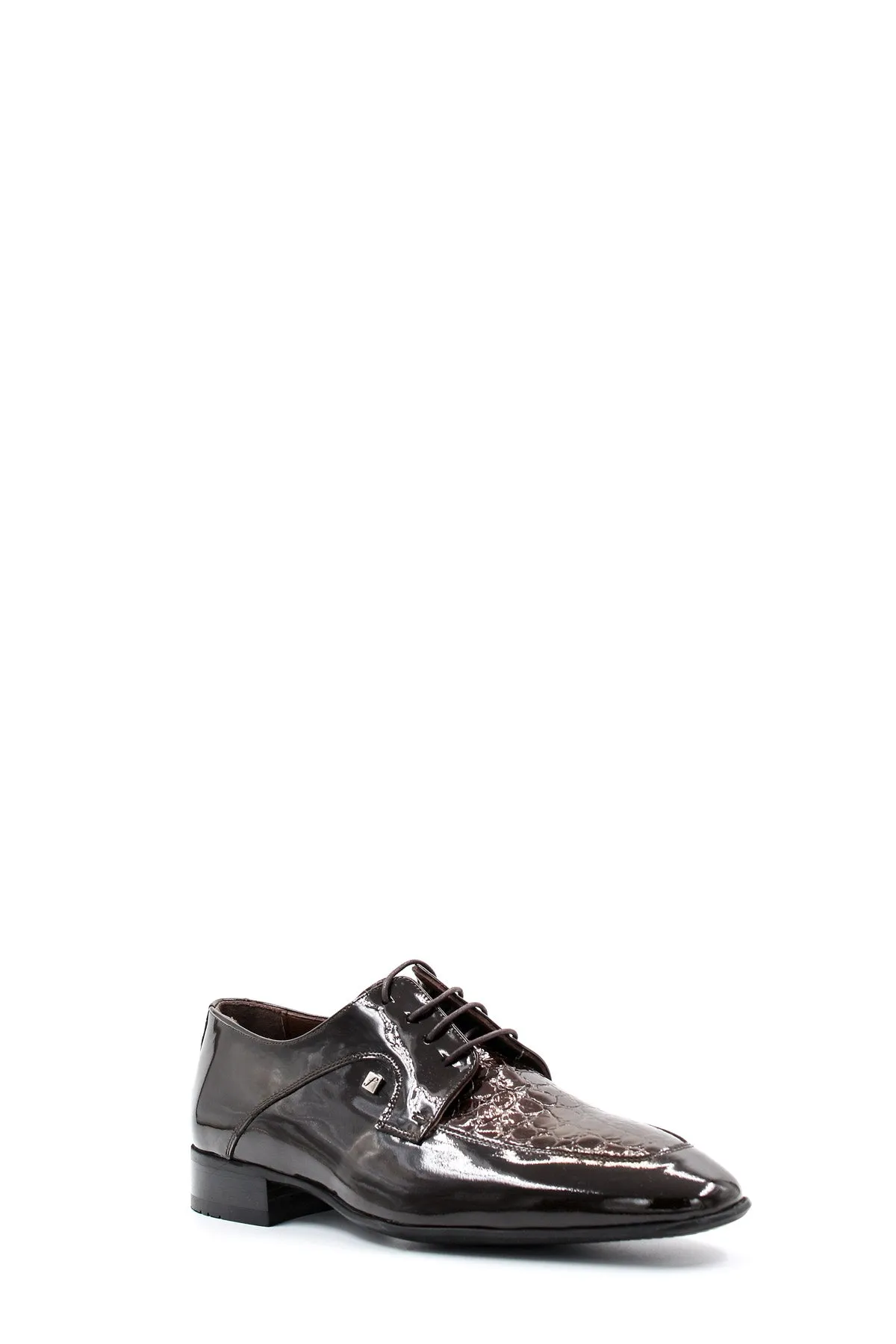 Men's Black Patent Leather Derby Shoes with Crocodile Embossed Toe - Wessi sold by Wessi product image thumbnail 4