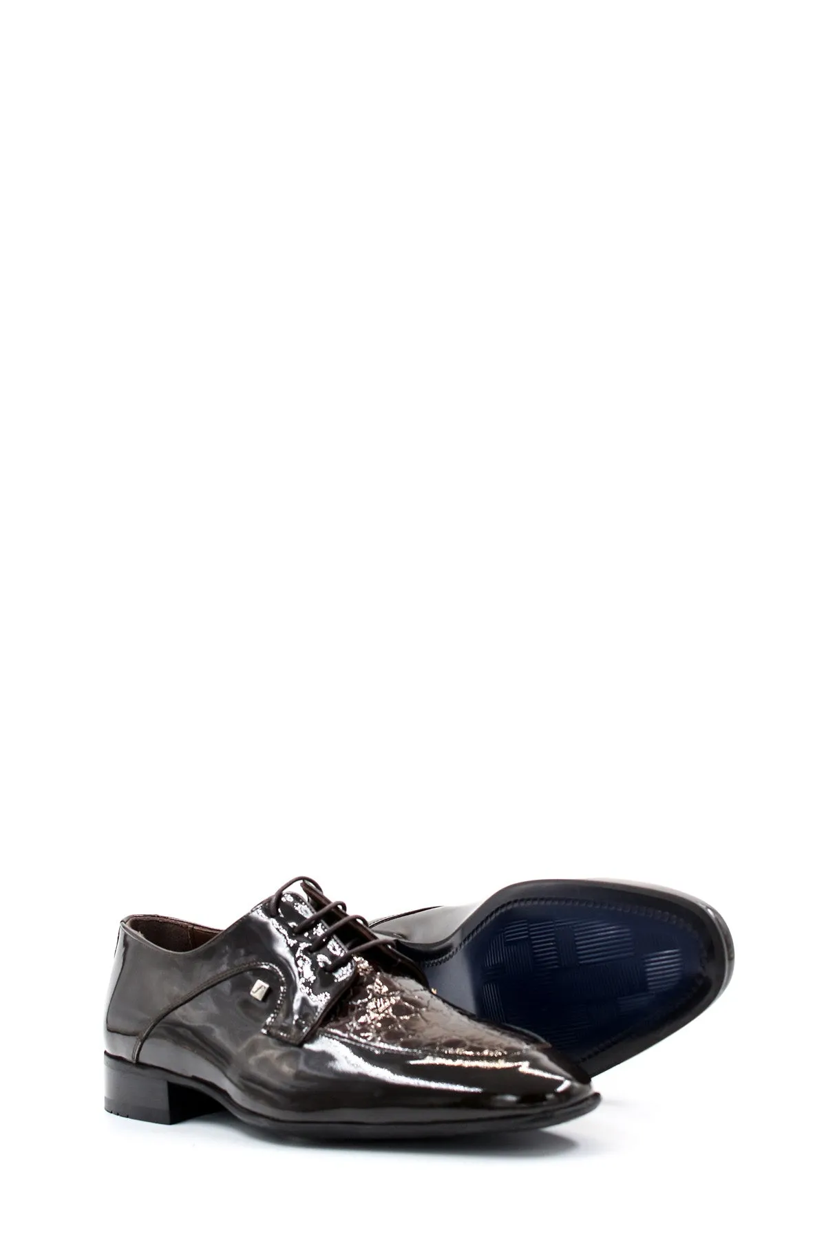 Men's Black Patent Leather Derby Shoes with Crocodile Embossed Toe - Wessi sold by Wessi product image thumbnail 5