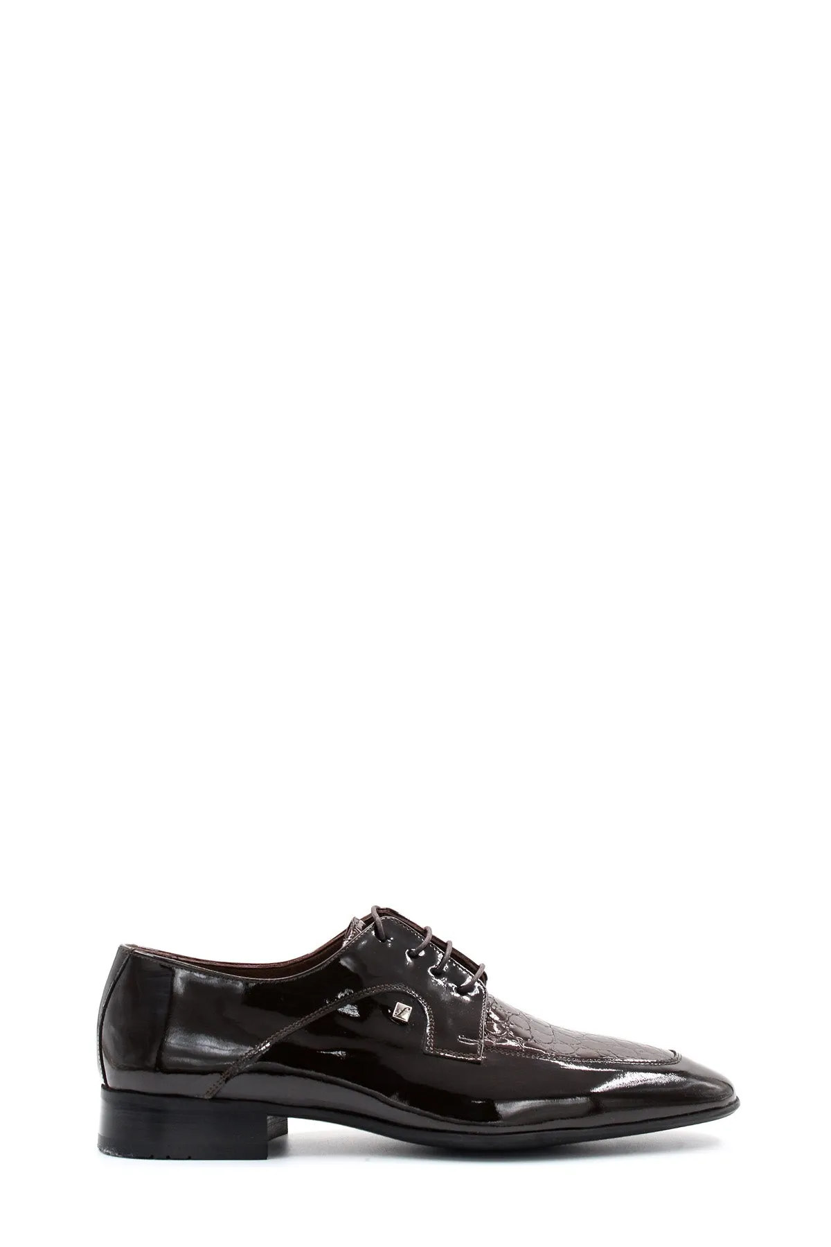 Men's Black Patent Leather Derby Shoes with Crocodile Embossed Toe - Wessi sold by Wessi product image thumbnail 2