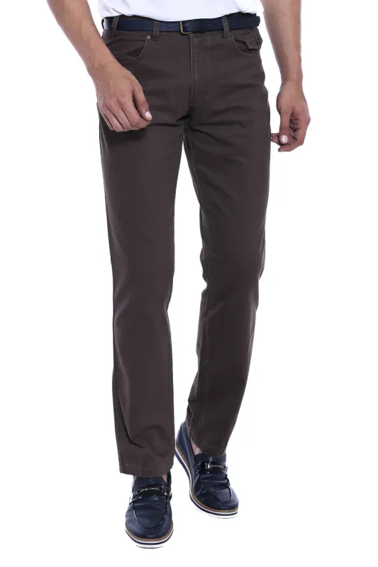 Canvas Pockets Cotton Dark Brown Men Pants - Wessi sold by Wessi