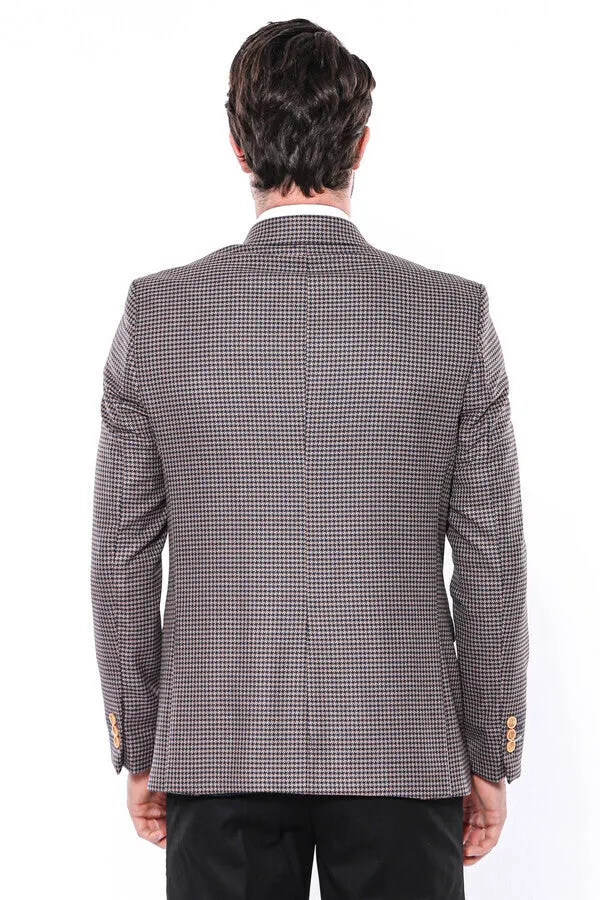 Patterned Navy Slim-Fit Blazer - Wessi sold by Wessi product image thumbnail 4
