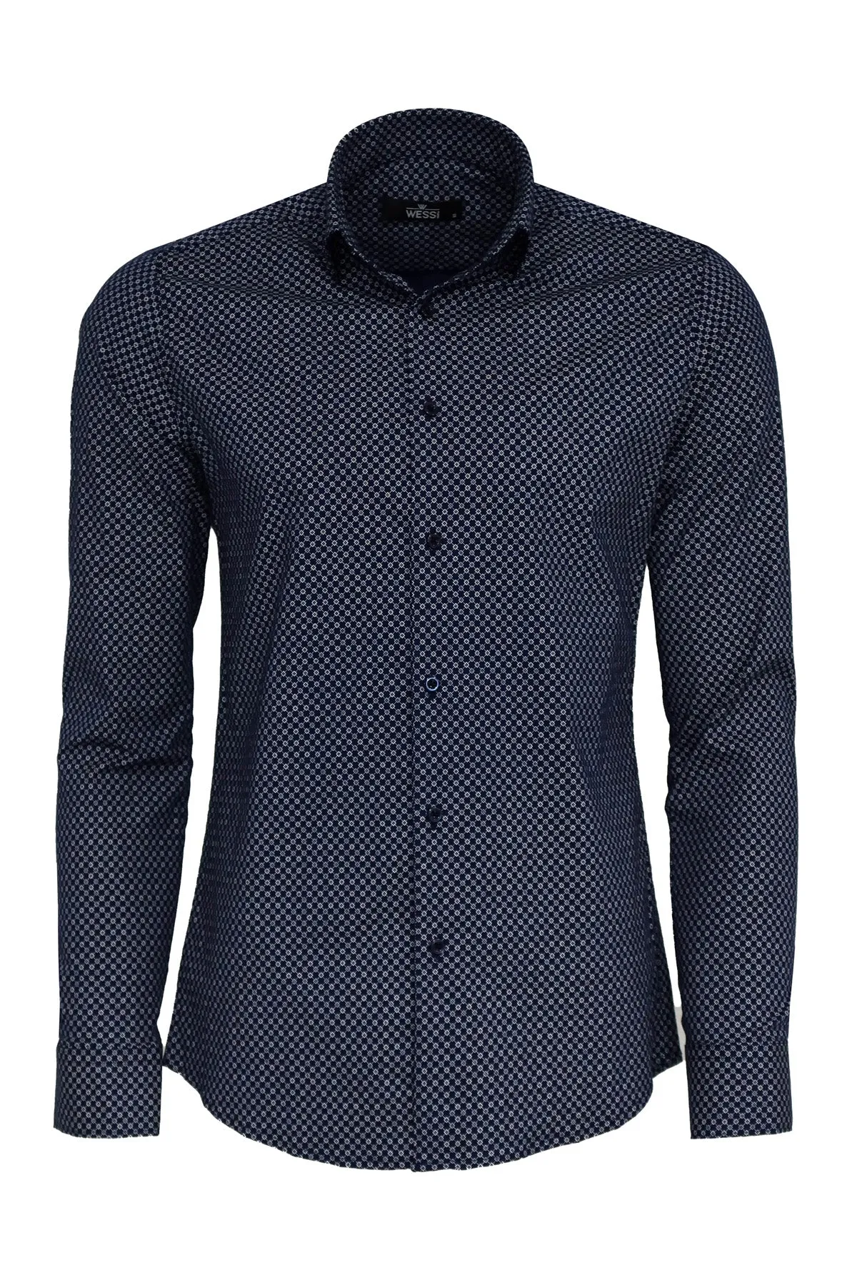 Tiny Check Patterned Slim Fit Blue Men Shirt - Wessi sold by Wessi