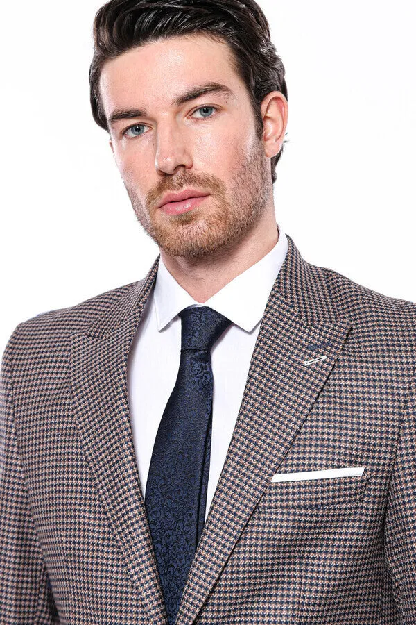 Patterned Navy Slim-Fit Blazer - Wessi sold by Wessi product image thumbnail 2