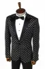 Silver Diamond Pattern Over Black Men Party Tuxedo Blazer - Wessi sold by Wessi
