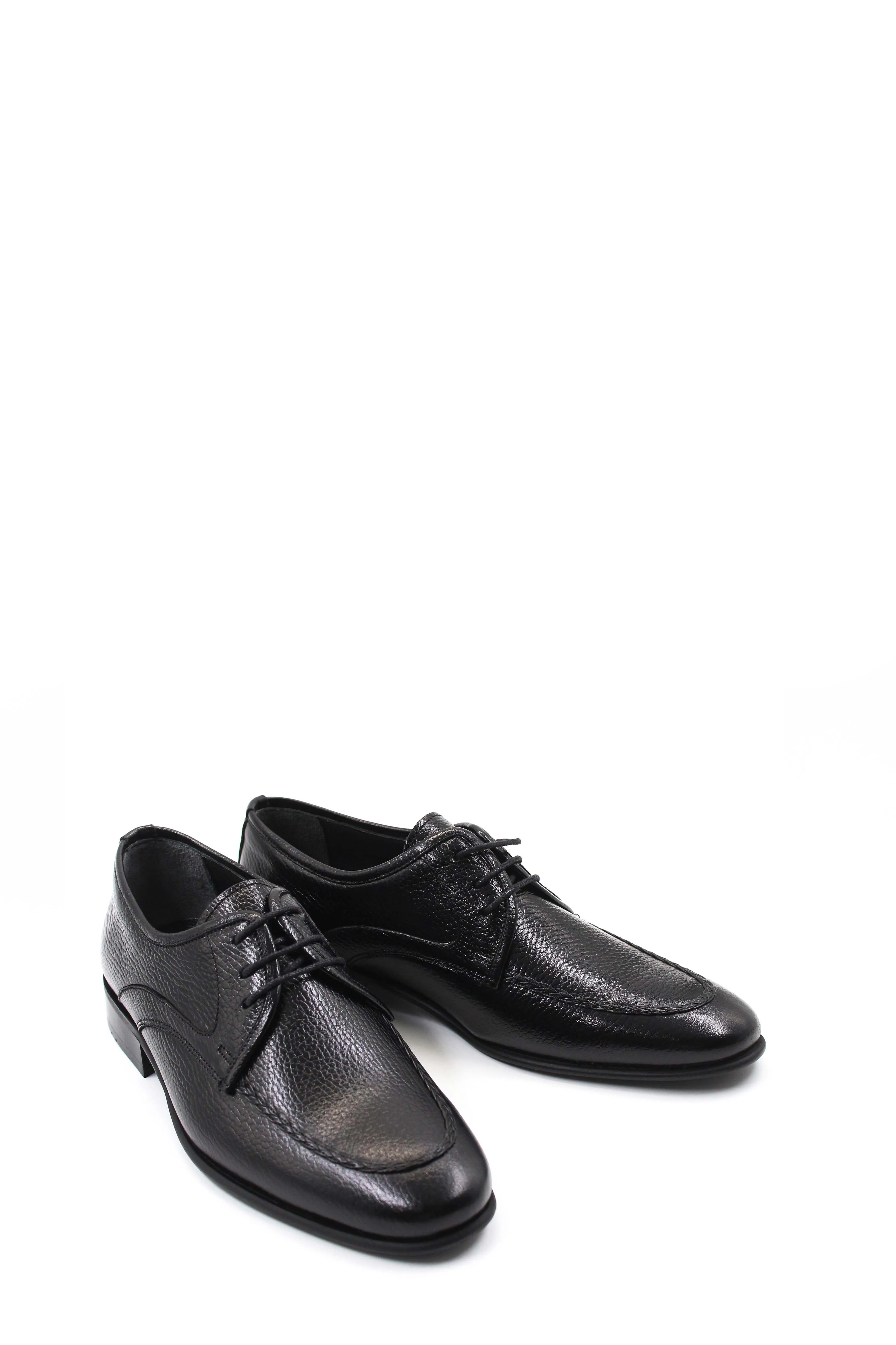 Men's Black Textured Leather Lace-Up Derby Shoes with Sleek Design - Wessi sold by Wessi product image thumbnail 4