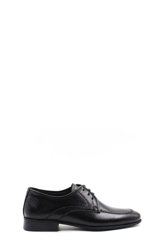 Men's Black Textured Leather Lace-Up Derby Shoes with Sleek Design - Wessi sold by Wessi