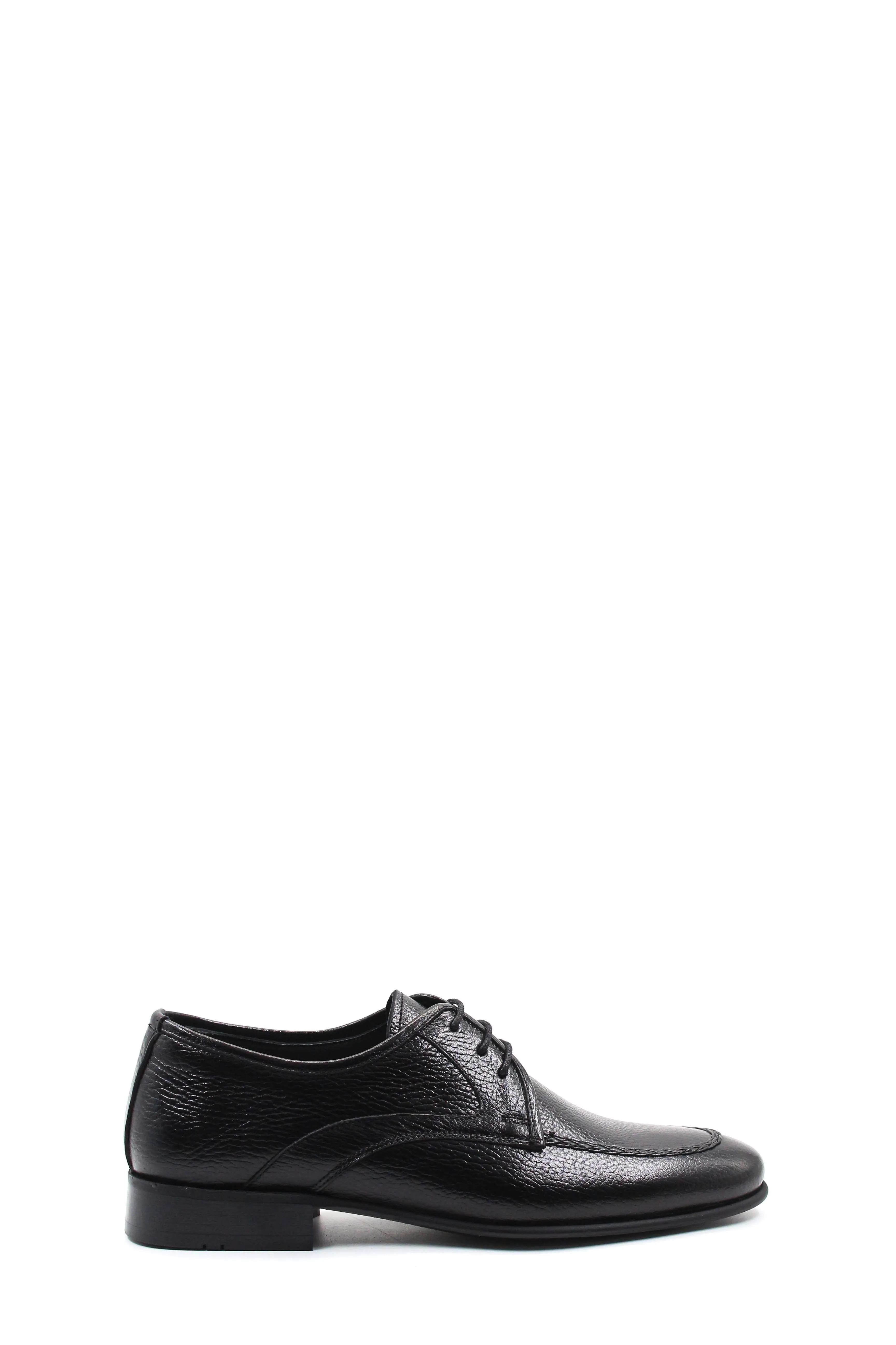Men's Black Textured Leather Lace-Up Derby Shoes with Sleek Design - Wessi sold by Wessi