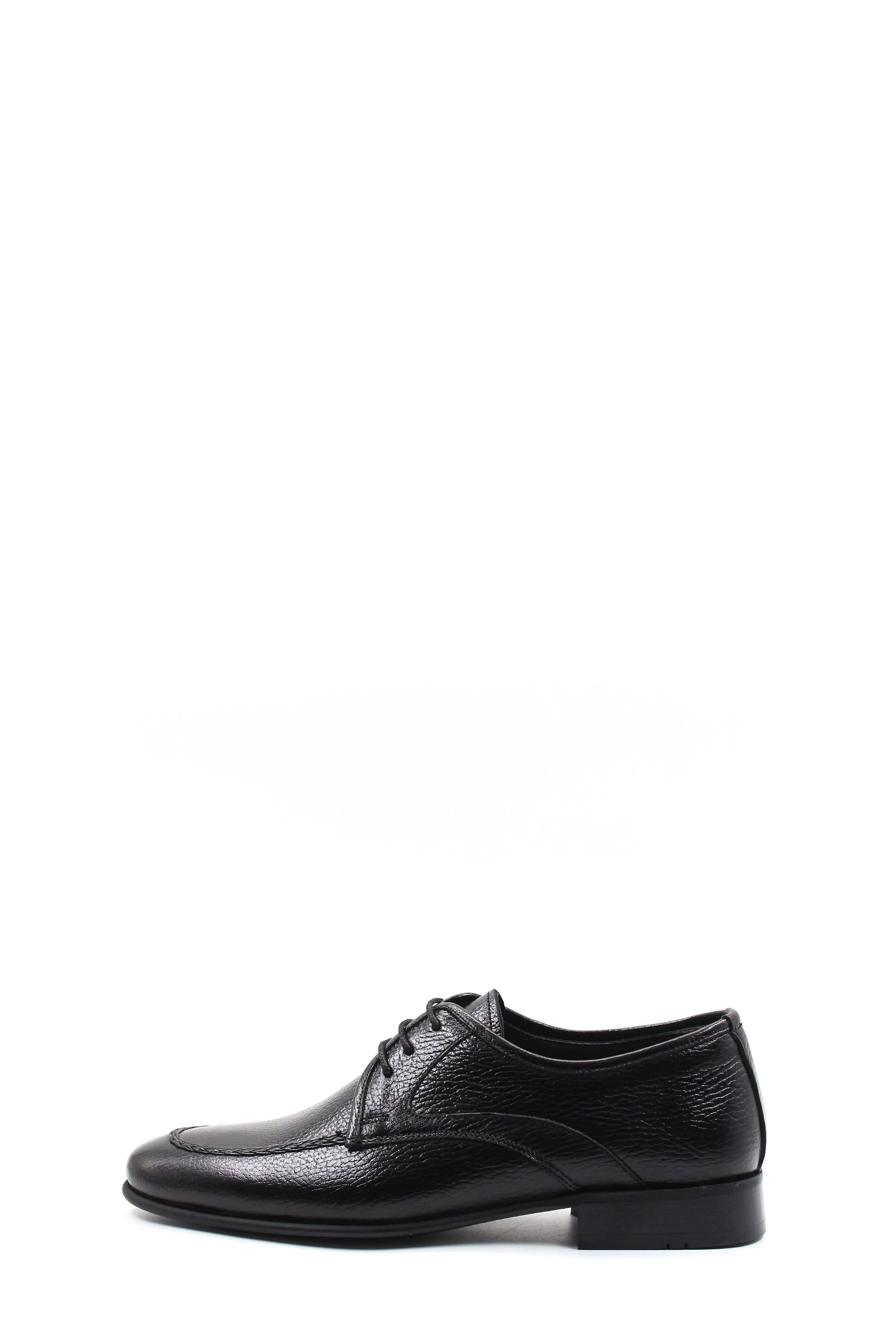 Men's Black Textured Leather Lace-Up Derby Shoes with Sleek Design - Wessi sold by Wessi product image thumbnail 2