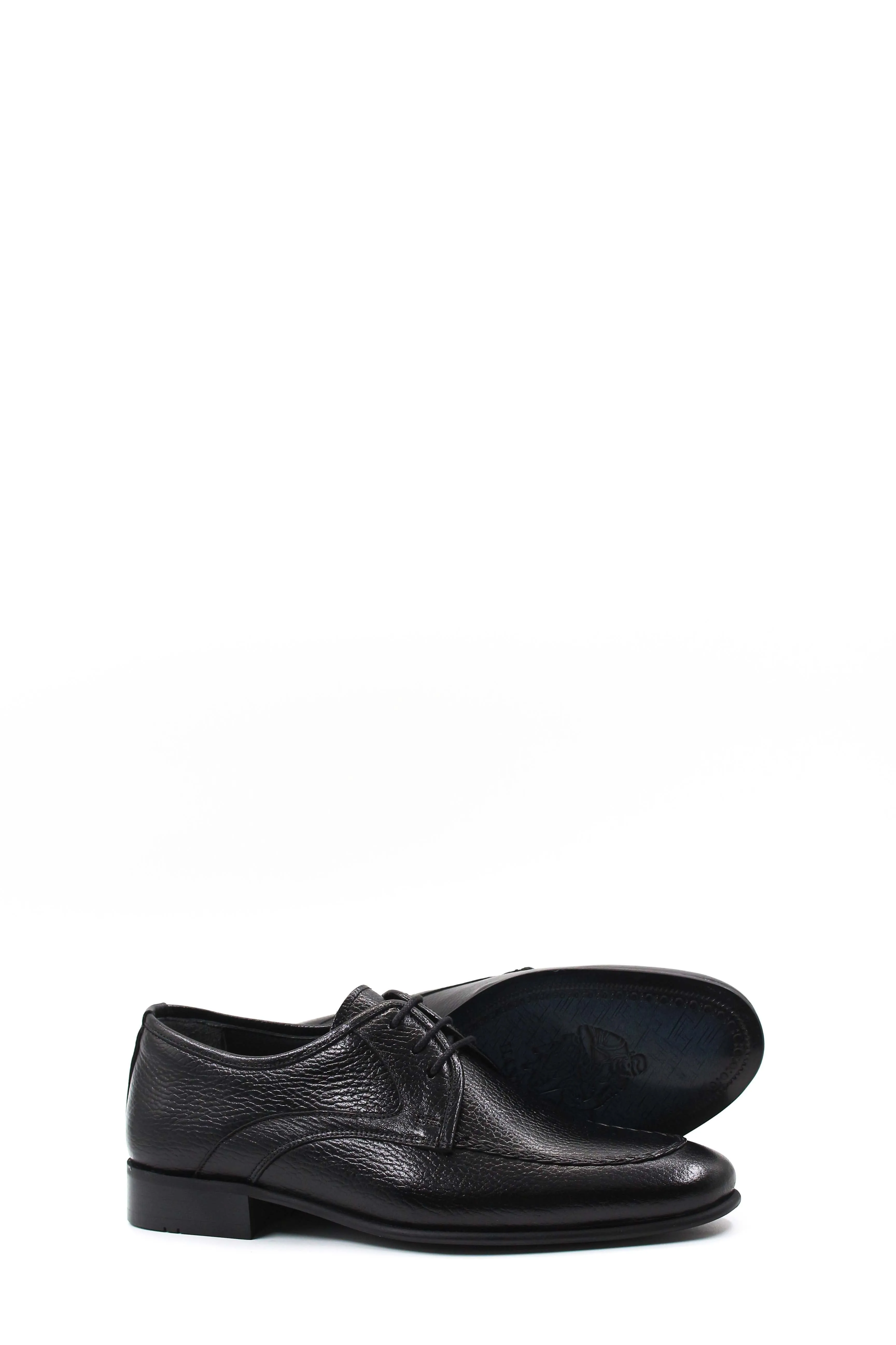 Men's Black Textured Leather Lace-Up Derby Shoes with Sleek Design - Wessi sold by Wessi product image thumbnail 3