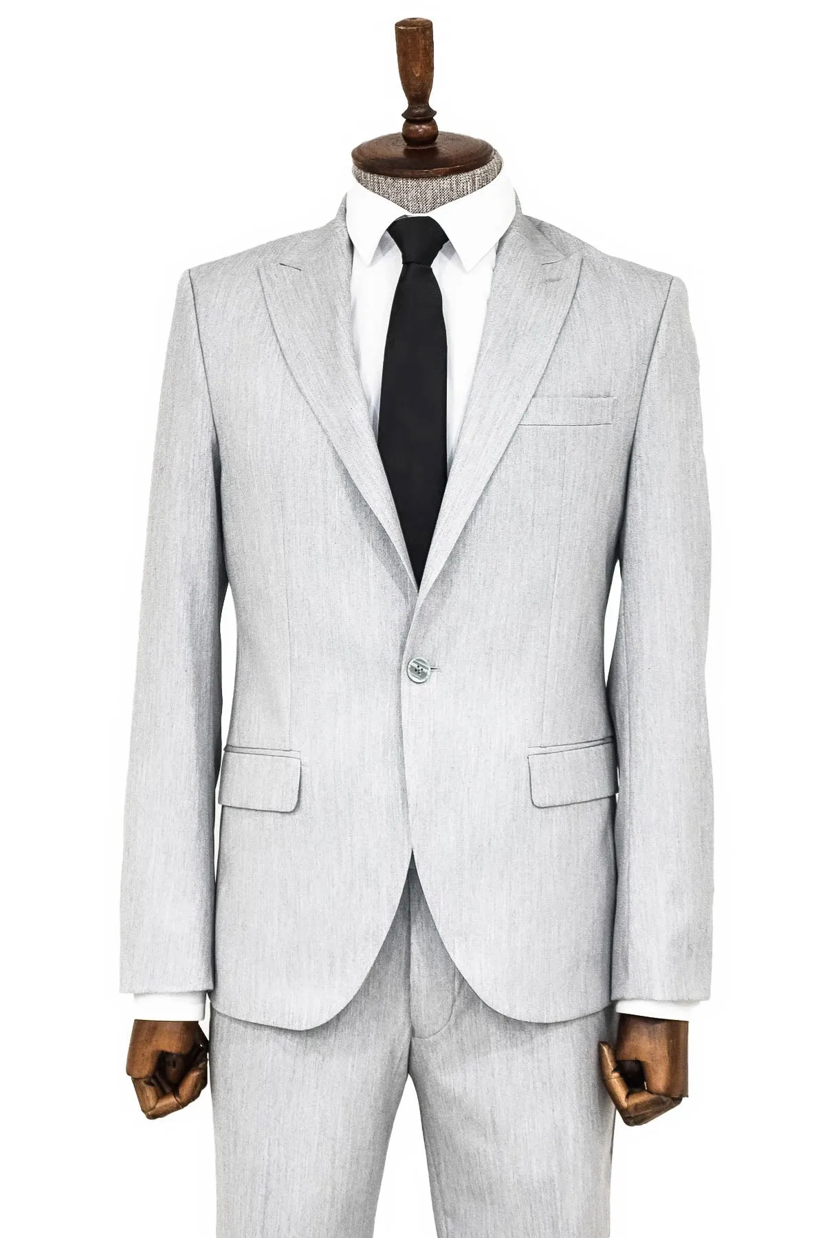2 Piece Plain Slim Fit Light Grey Men Suit - Wessi sold by Wessi