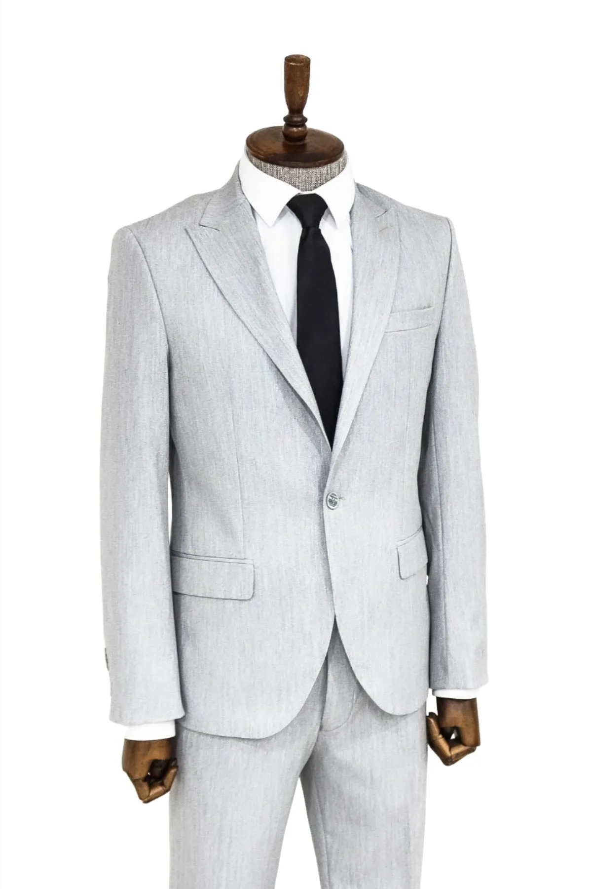 2 Piece Plain Slim Fit Light Grey Men Suit - Wessi sold by Wessi product image thumbnail 4