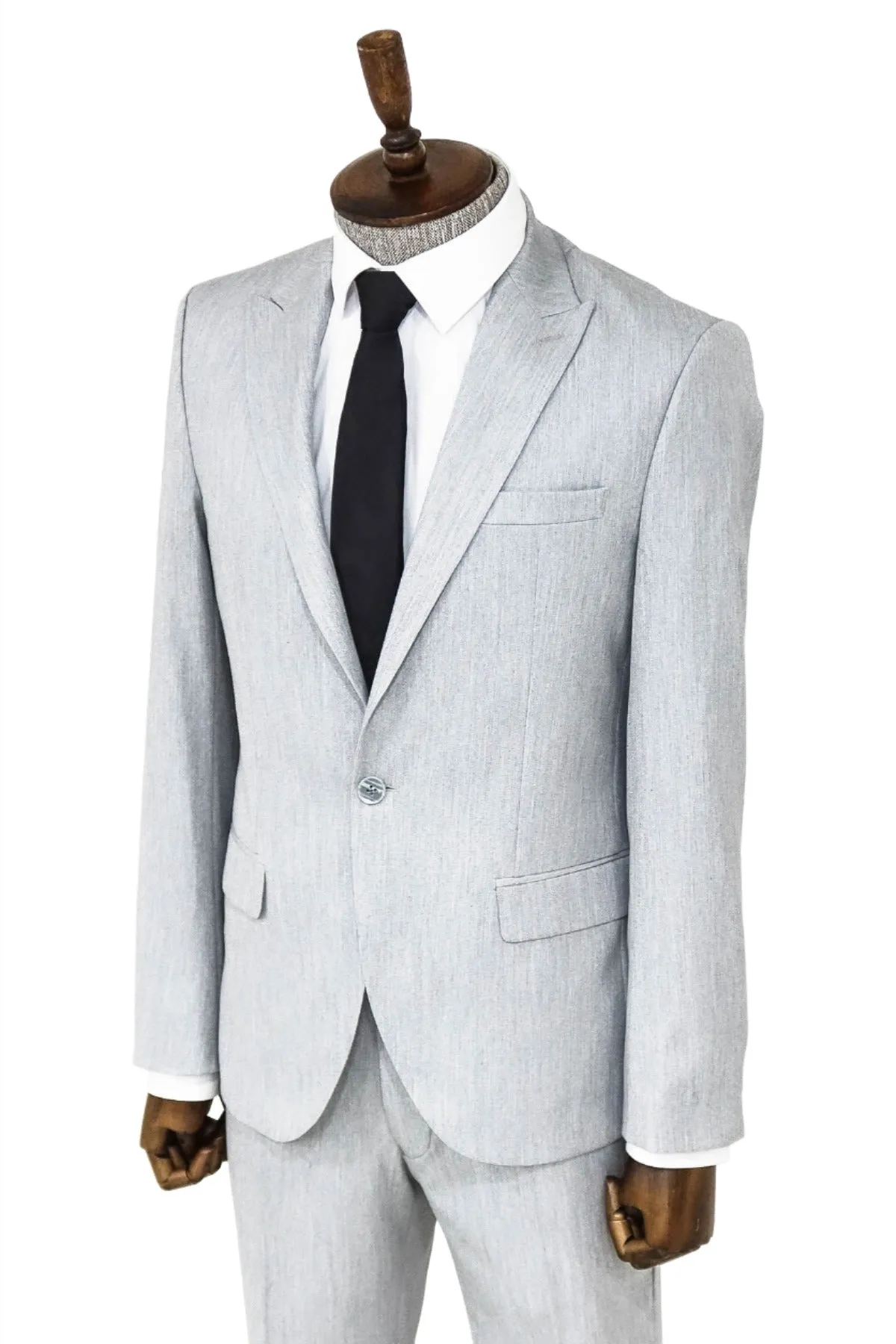 2 Piece Plain Slim Fit Light Grey Men Suit - Wessi sold by Wessi product image thumbnail 5