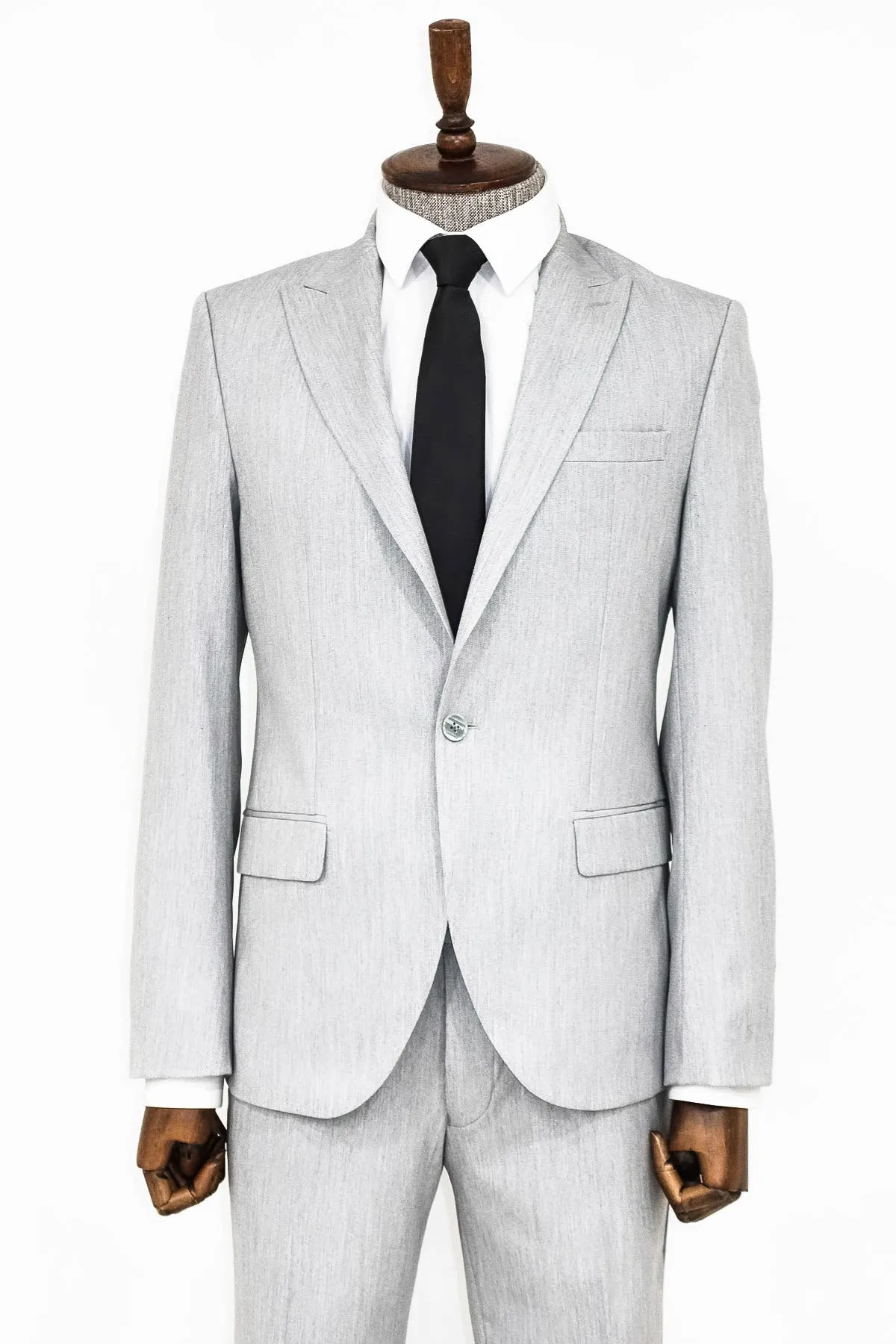 2 Piece Plain Slim Fit Light Grey Men Suit - Wessi sold by Wessi product image thumbnail 3