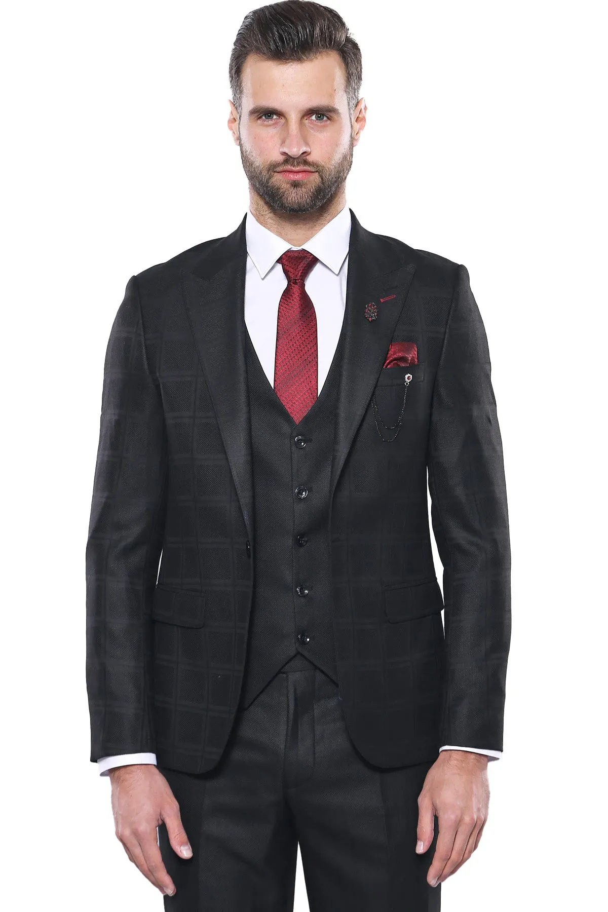 Checked Vested Black Suit | Wessi sold by Wessi