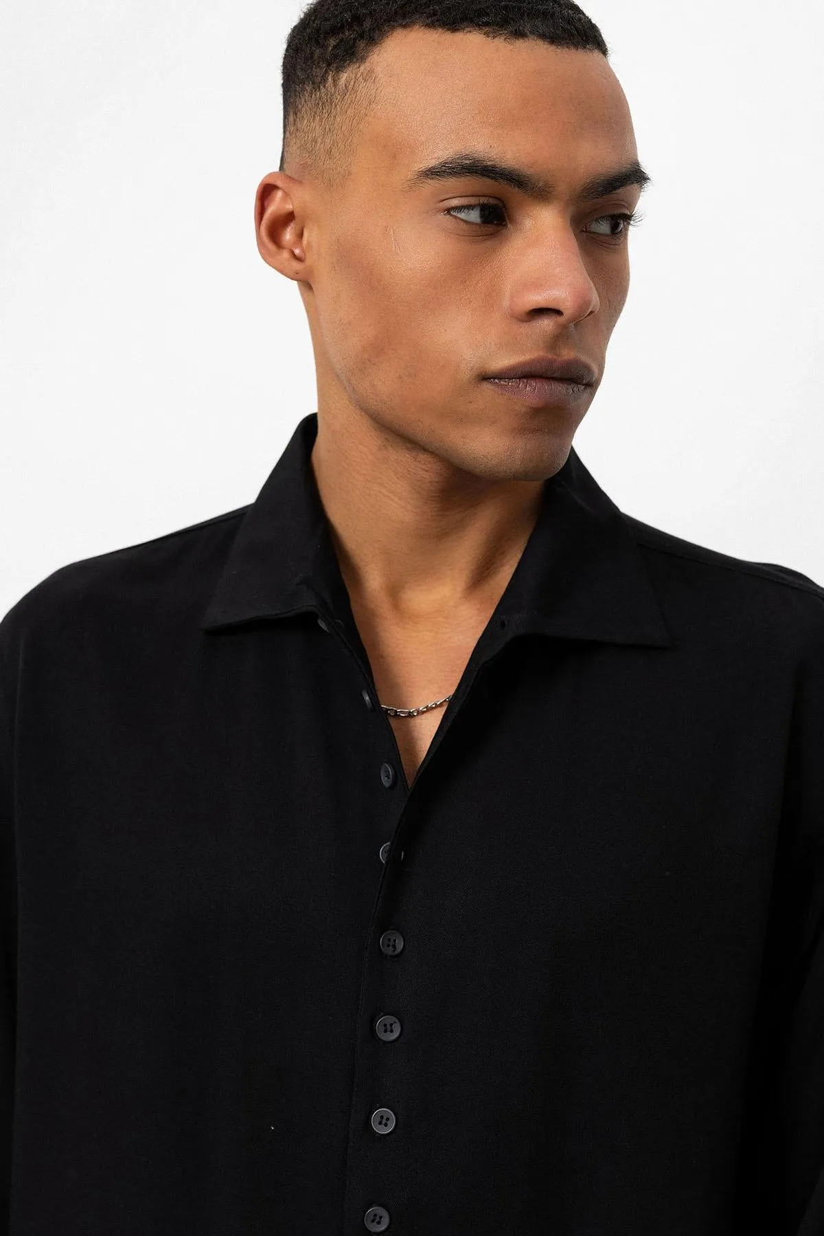 Men's Black Regular Fit Camp Collar Shirt - Wessi sold by Wessi product image thumbnail 5