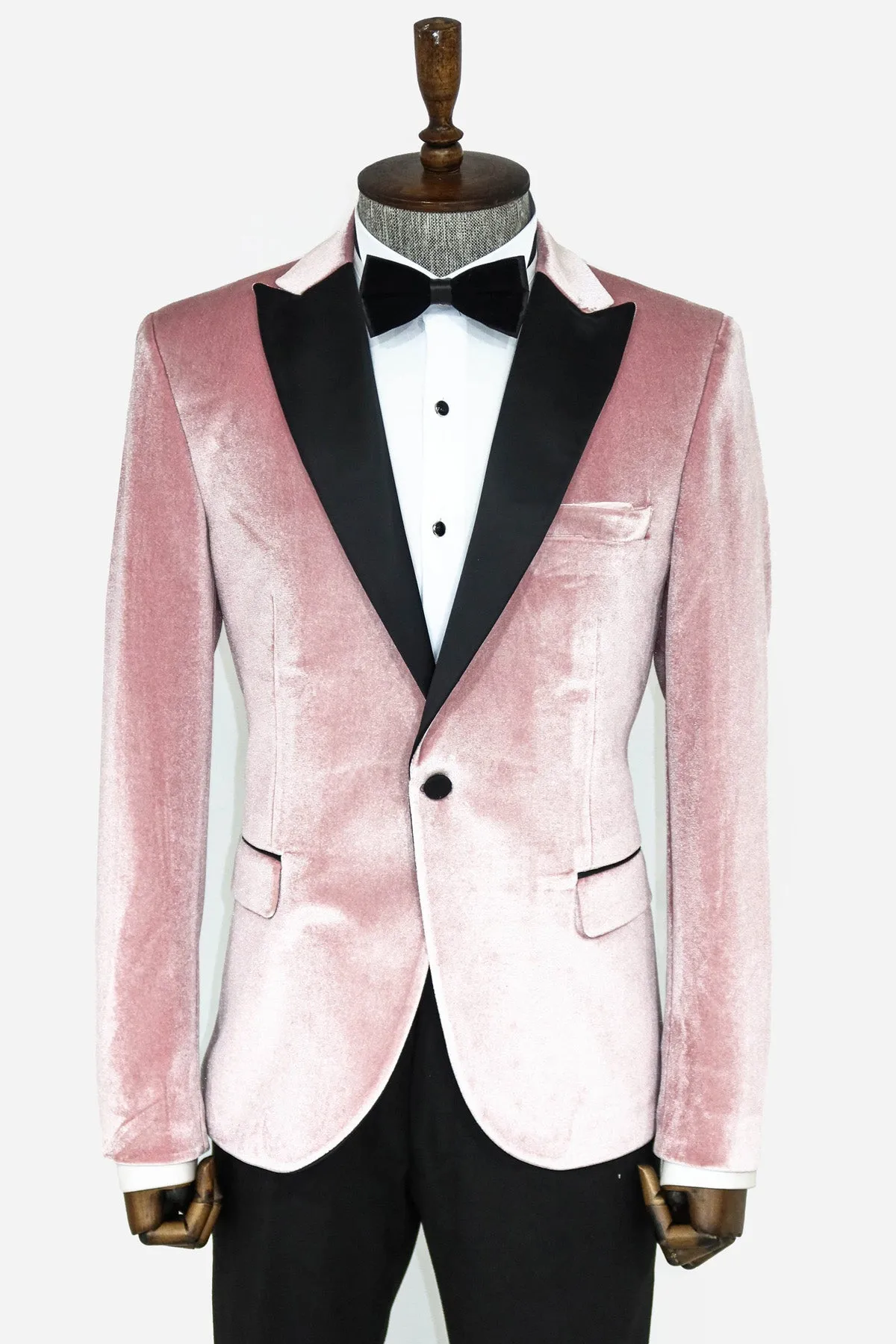 Slim Fit Peak Lapel Velvet Pink Men Tuxedo Jacket - Wessi sold by Wessi