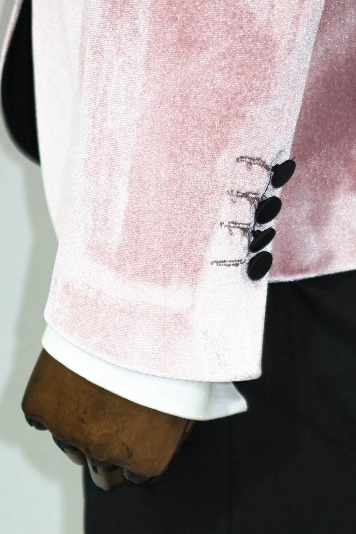 Slim Fit Peak Lapel Velvet Pink Men Tuxedo Jacket - Wessi sold by Wessi product image thumbnail 3