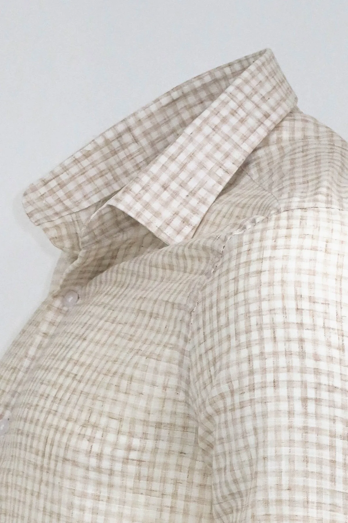 Plaid Slim Fit Light Brown Men Shirt - Wessi sold by Wessi product image thumbnail 3