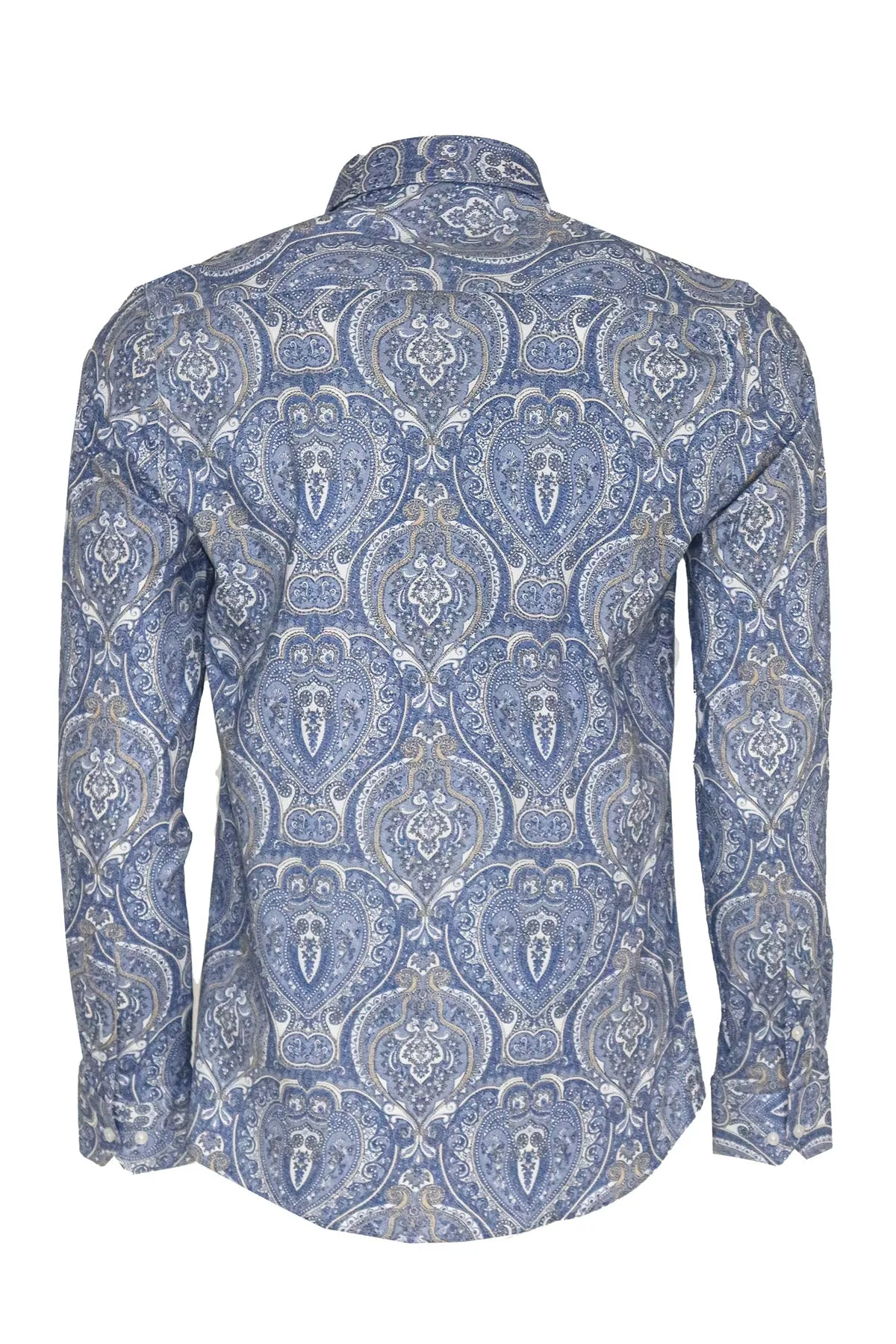 Blue Damask Pattern Slim Fit Shirt - Wessi sold by Wessi product image thumbnail 4