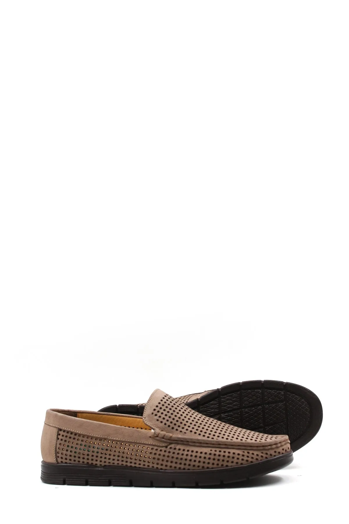 Men's Beige Perforated Suede Loafers-Wessi sold by Wessi product image thumbnail 4