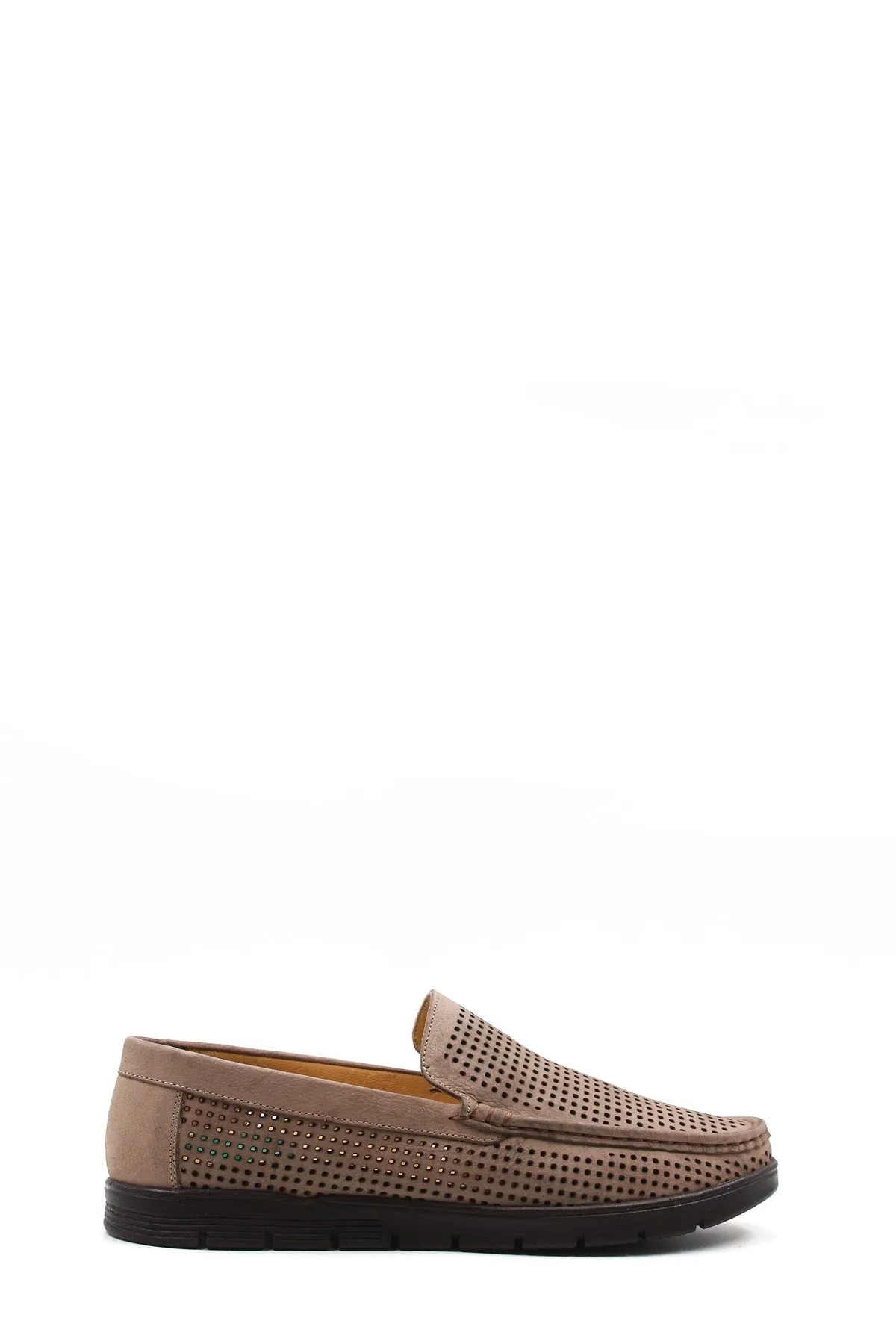 Men's Beige Perforated Suede Loafers-Wessi sold by Wessi