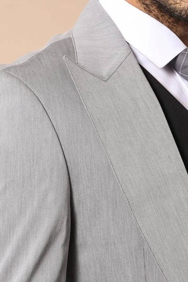 Black Double Breasted Vest Grey Men Suit - Wessi sold by Wessi product image thumbnail 3