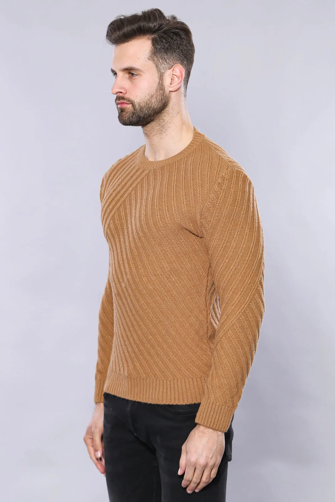 Patterned Circle Neck Tawny Sweater | Wessi sold by Wessi product image thumbnail 3