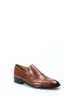Men's Brown Leather Cap-Toe Slip-On Dress Shoes with Subtle Broguing - Wessi sold by Wessi