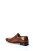 Men's Brown Leather Cap-Toe Slip-On Dress Shoes with Subtle Broguing - Wessi sold by Wessi