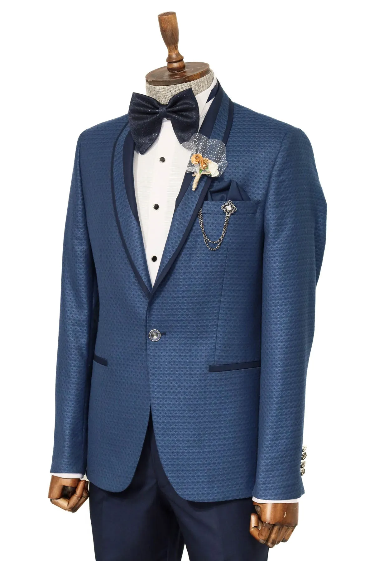 Blue Patterned Tuxedo Suit | Wessi sold by Wessi product image thumbnail 3