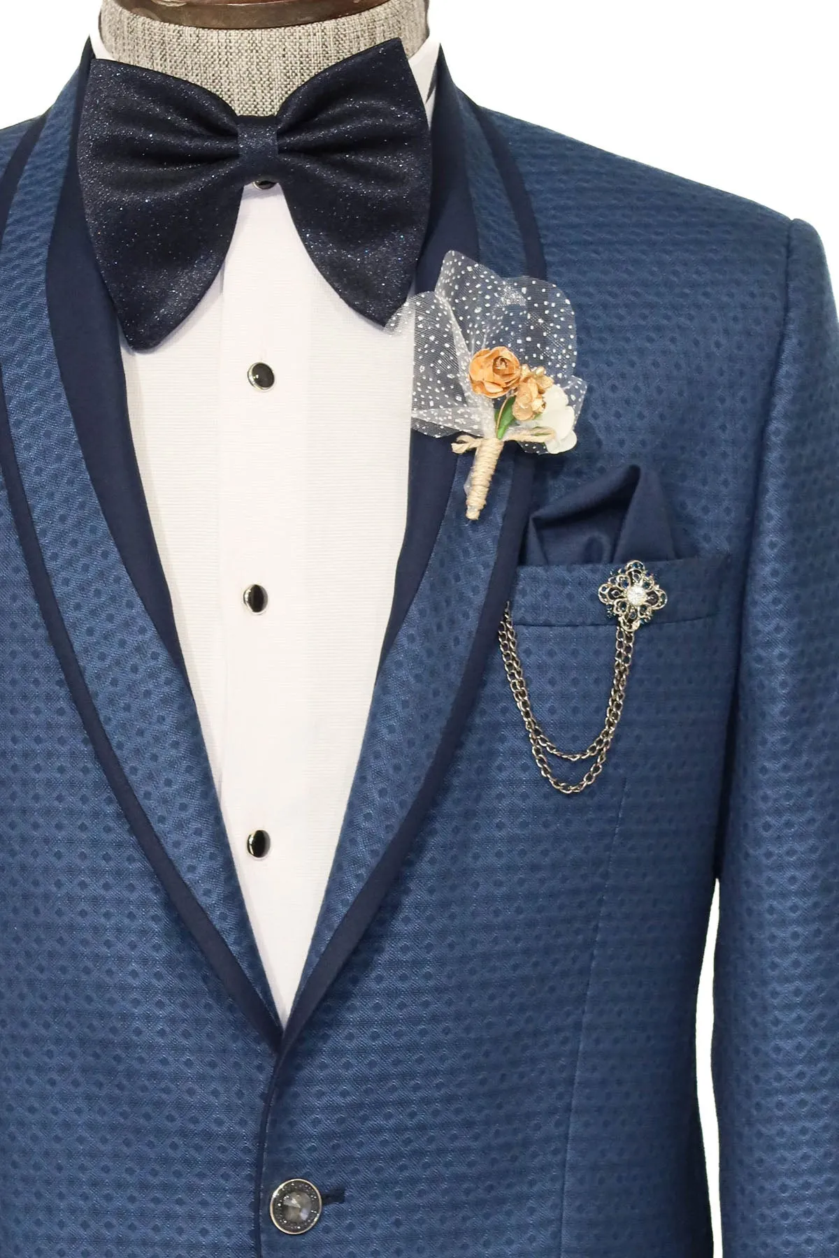 Blue Patterned Tuxedo Suit | Wessi sold by Wessi product image thumbnail 2