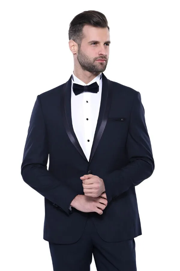 Shawl Lapel Dark Blue Tuxedo Suit | Wessi sold by Wessi