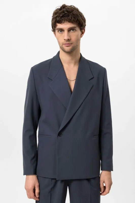 Men's Smoked Double-Breasted Flap Pocket  Blazer - Wessi sold by Wessi