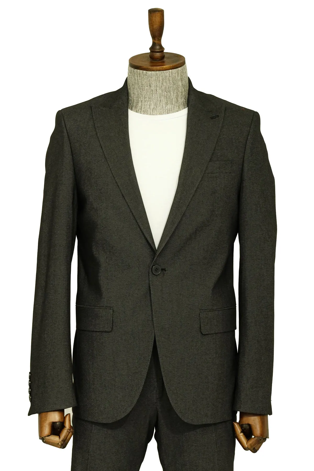 Single Buttons 2 Piece Black Men Suit - Wessi sold by Wessi