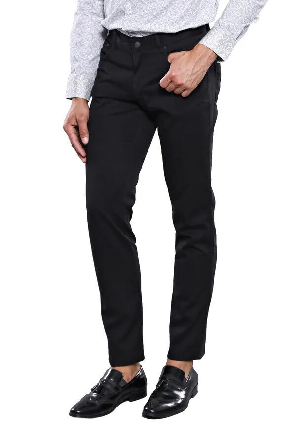 Slim Fit Plain 5 Pockets Black Men Pants - Wessi sold by Wessi