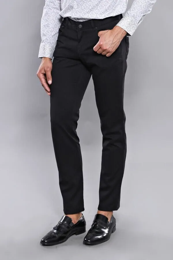 Slim Fit Plain 5 Pockets Black Men Pants - Wessi sold by Wessi product image thumbnail 3