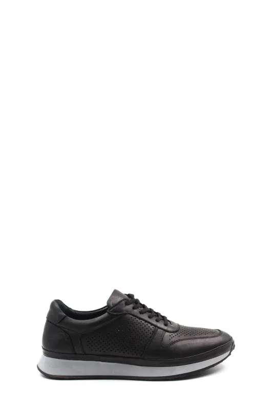 Men's Black Perforated Leather Sneakers-Wessi sold by Wessi