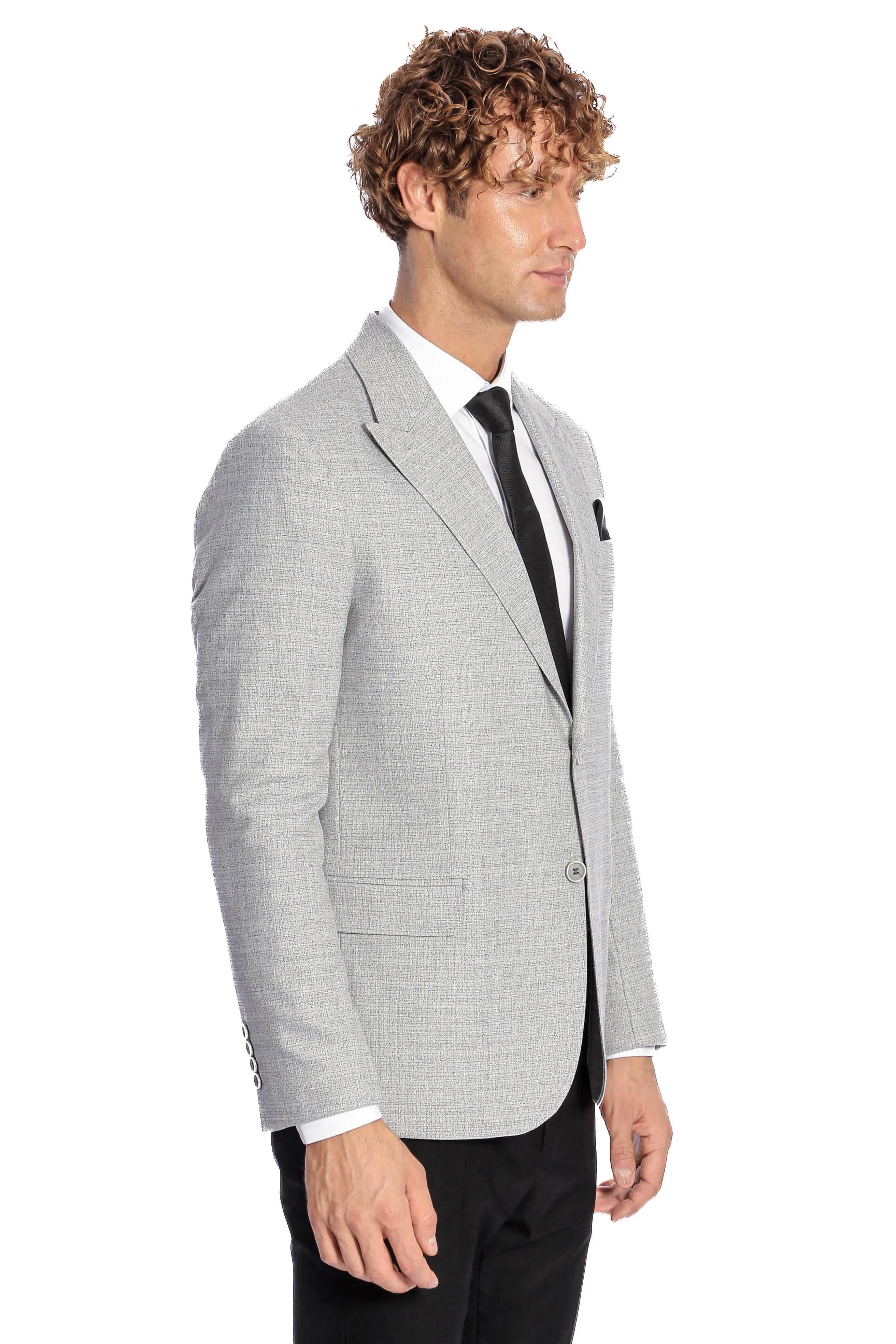 Patterned Wide Lapel Grey Men Blazer - Wessi sold by Wessi product image thumbnail 5