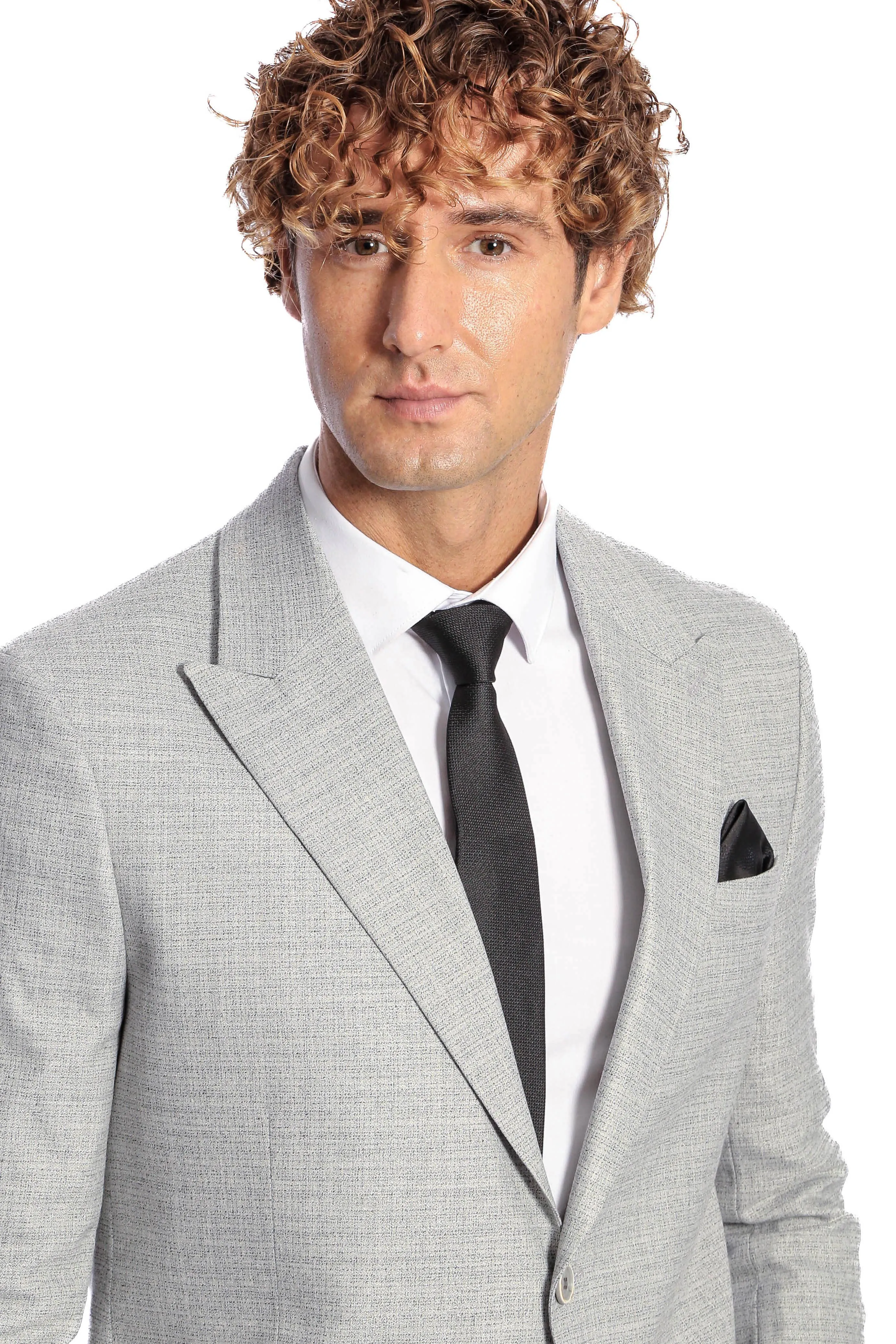Patterned Wide Lapel Grey Men Blazer - Wessi sold by Wessi product image thumbnail 2