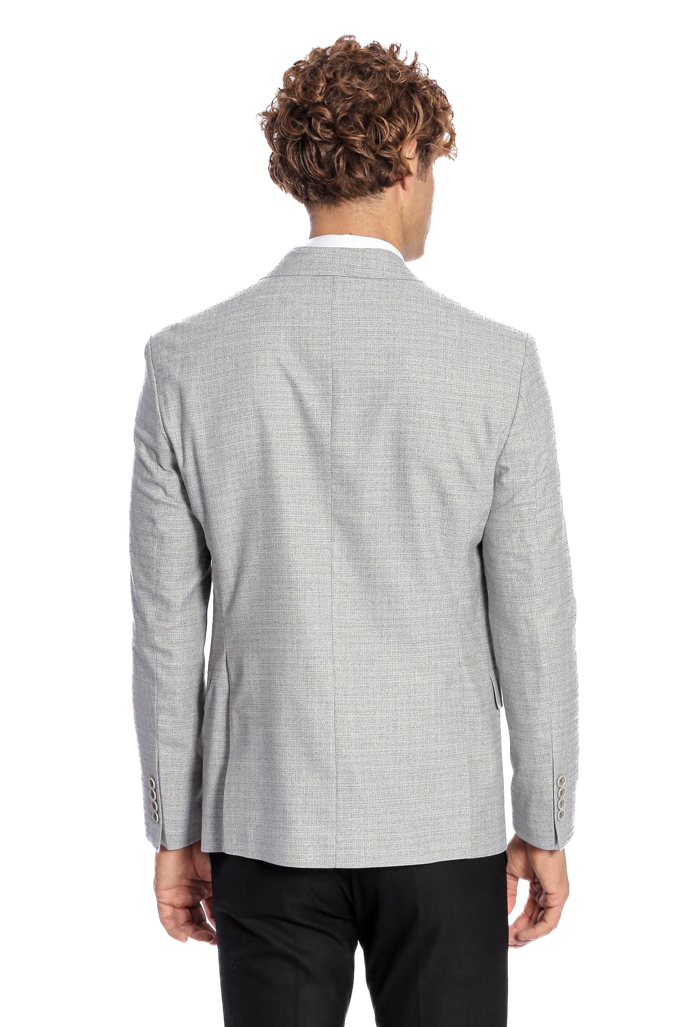 Patterned Wide Lapel Grey Men Blazer - Wessi sold by Wessi product image thumbnail 4