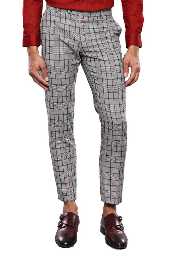 Plaid Slim-Fit Dark Grey Men Trousers - Wessi sold by Wessi