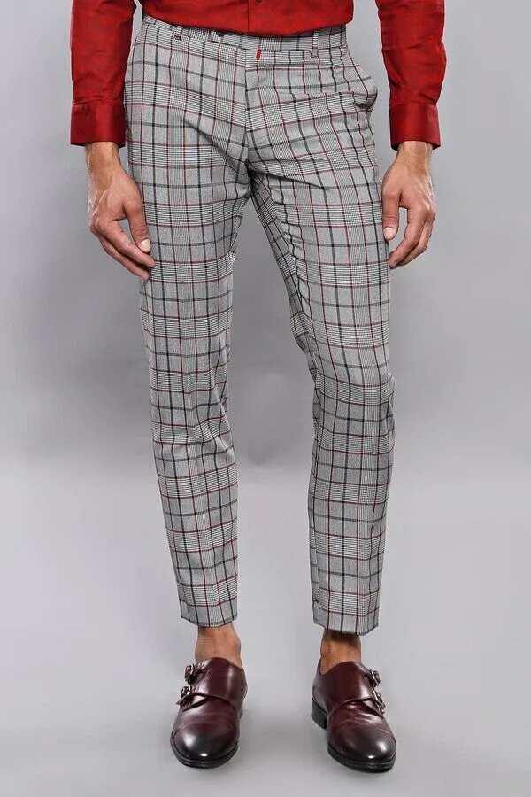 Plaid Slim-Fit Dark Grey Men Trousers - Wessi sold by Wessi product image thumbnail 5