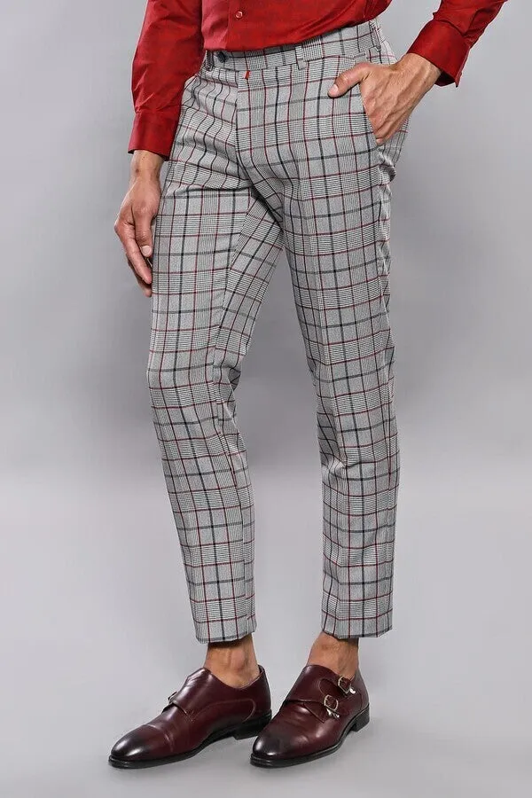 Plaid Slim-Fit Dark Grey Men Trousers - Wessi sold by Wessi product image thumbnail 3