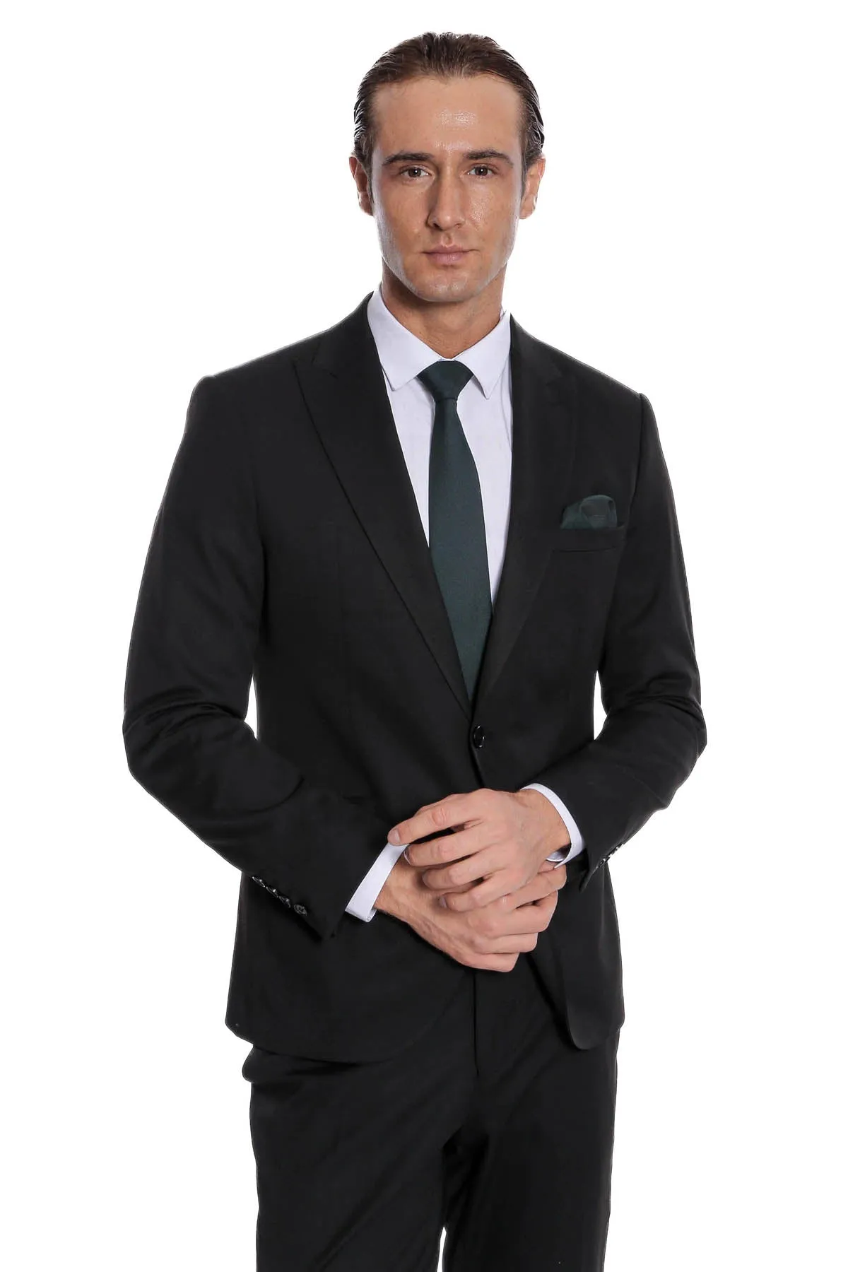 Plain 2 Piece Slim Fit Black Men Suit - Wessi sold by Wessi
