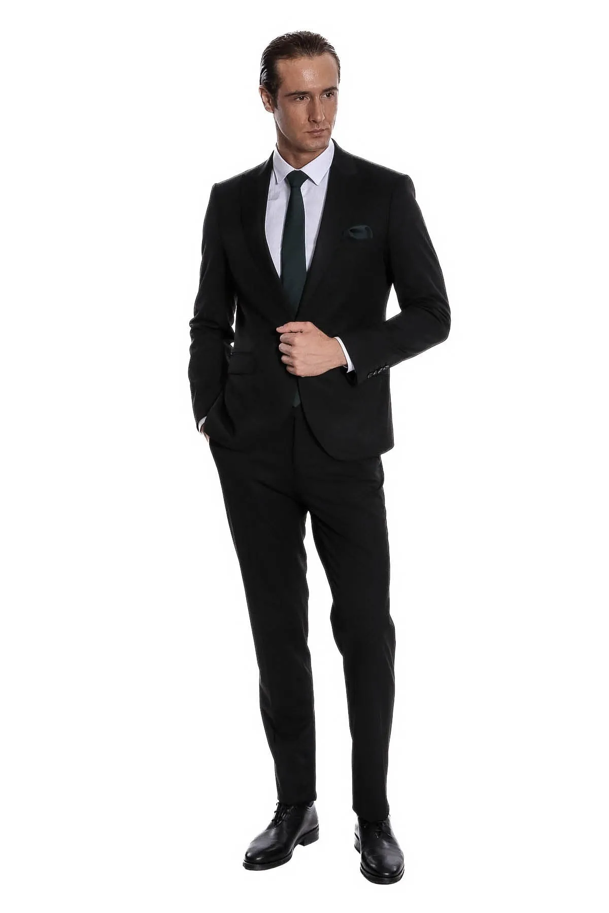 Plain 2 Piece Slim Fit Black Men Suit - Wessi sold by Wessi product image thumbnail 4