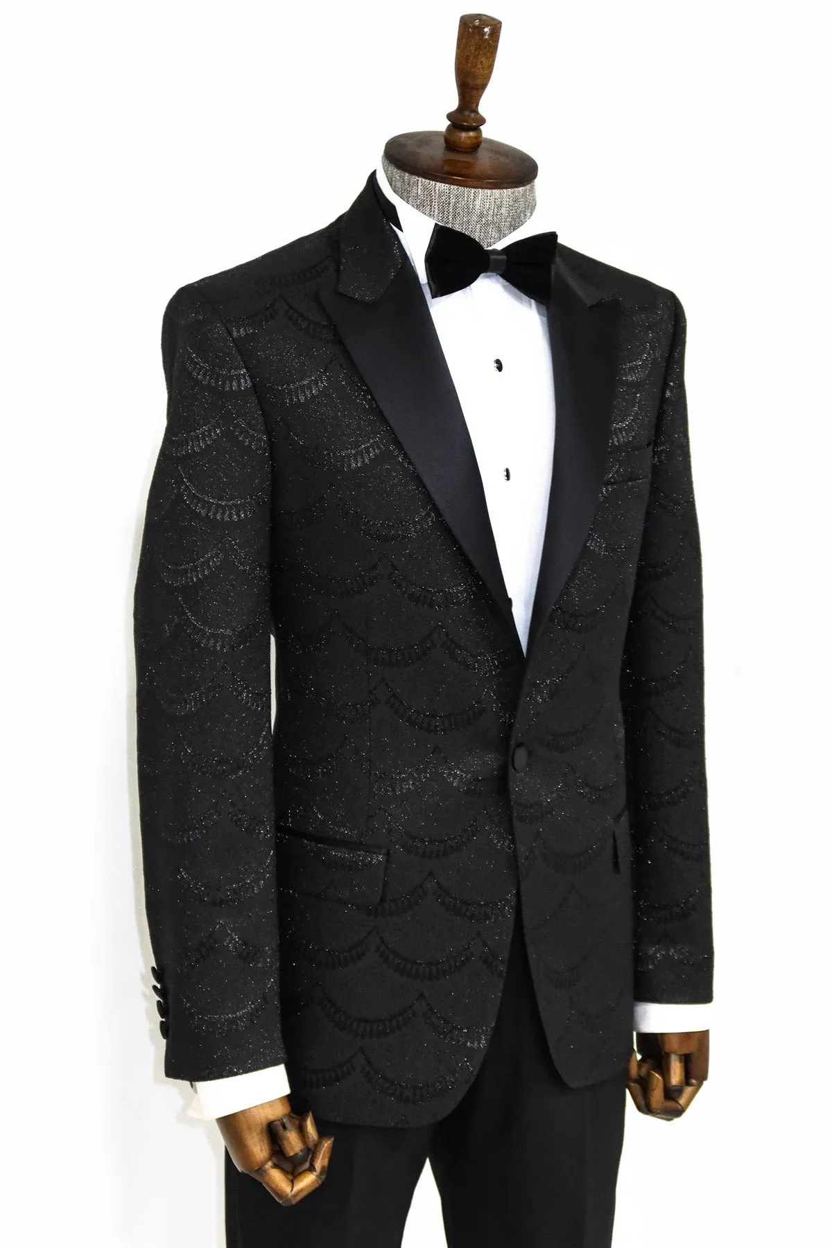 Patterned Slim Fit Black Men Dinner Blazer - Wessi sold by Wessi product image thumbnail 4